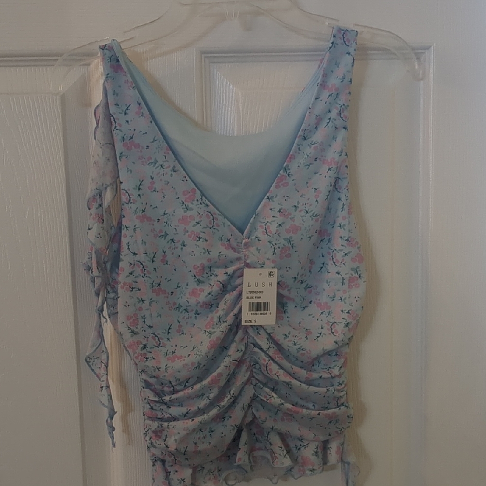 Floral Ruched Sleeveless Top